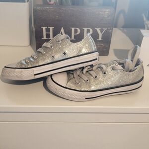 Girls silver glitter converse size 12
